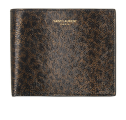 Saint Laurent Leopard Wallet, Leather, Brown, B/DB, 3*